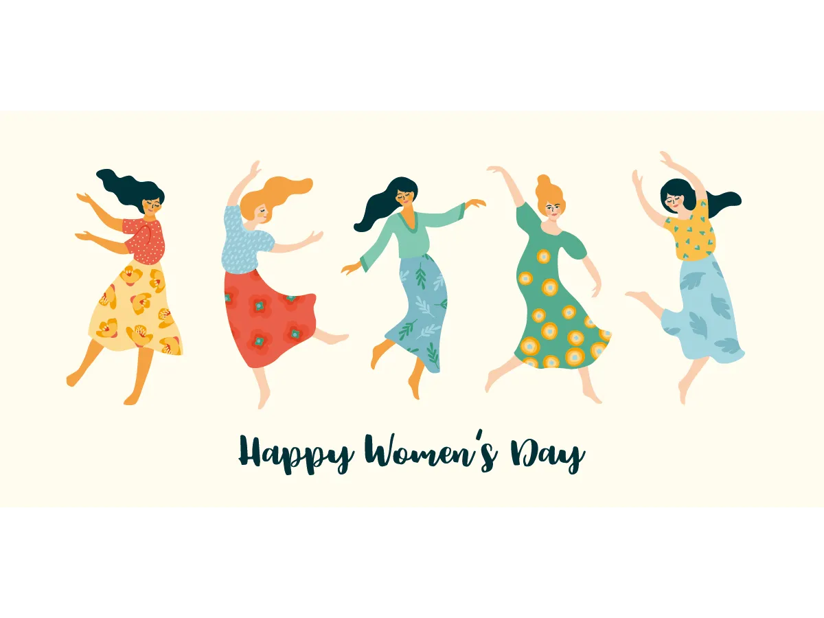 Vector illustration of cute dancing women