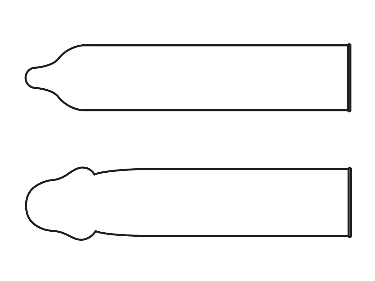 先端が細長く膨らんでいるタイプ（イラスト上）。そして、よりフィット感を追求した形が、男性器を模したタイプ（イラスト下）
