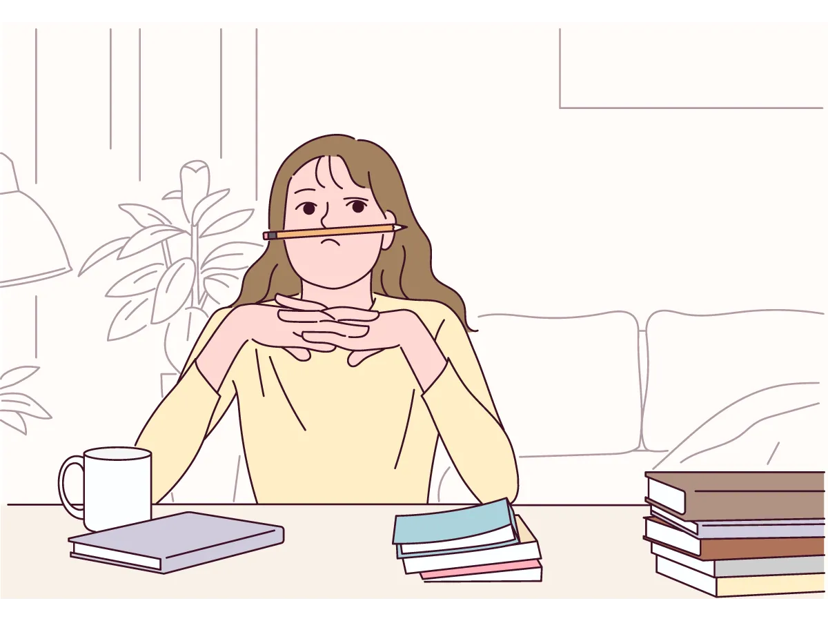 考え込んでいる女性